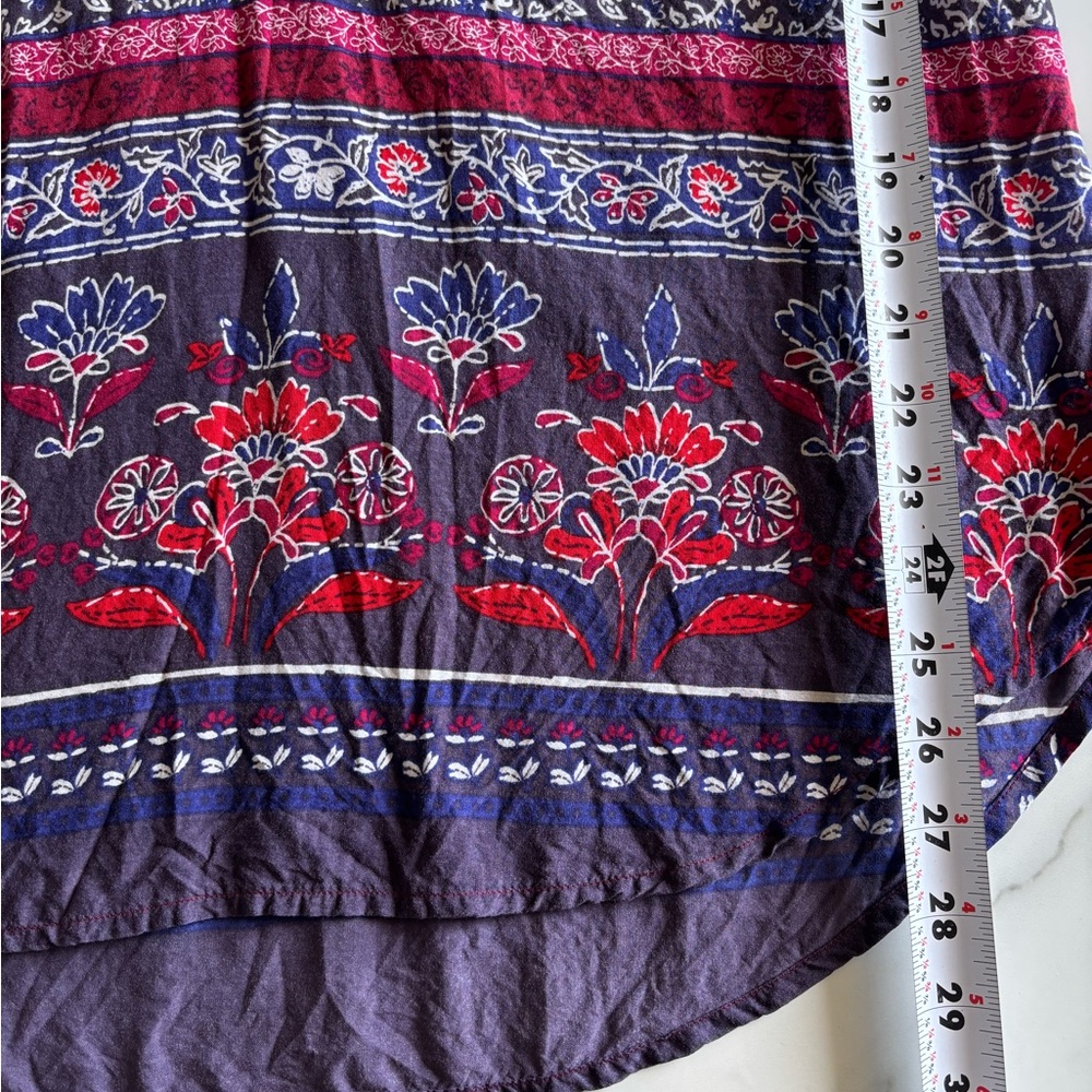 BeachLunchLounge Boho Floral Blouse V-Neck Viscose Peasant Top Festival Size M - Picture 7 of 9